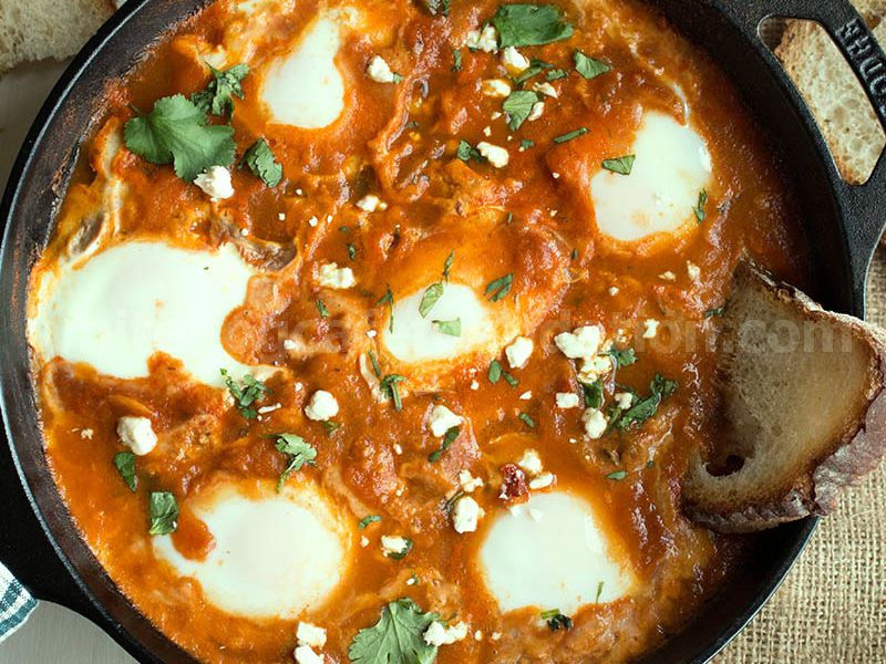 Shakshuka (Eggs Poached in Spicy Tomato Sauce) - Recipe