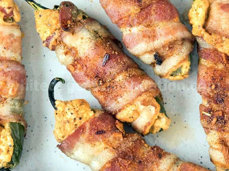 Bacon Wrapped Jalapeno Poppers - On a plate, ready to serve